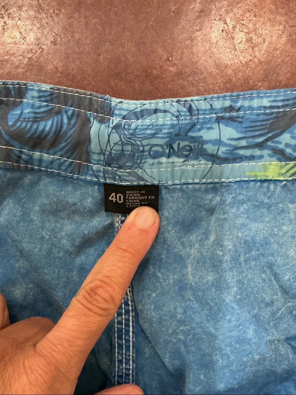 O'Neill Light Blue Men's Swim Board Shorts with Cream Drawstring
